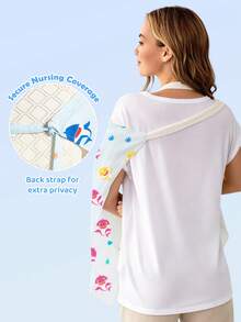 BABY SHARK X SHEIN 1 Cartoon Cute Printed Mother Nursing Gown, Go Out Baby Carriage Cover Is Soft And Comfortable For Daily Use In All Seasons - Multicolor - View 4