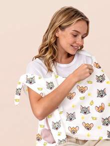 TOM & JERRY X SHEIN 1 Cartoon Cute Printed Mother Nursing Gown, Go Out Baby Carriage Cover, Soft And Comfortable For Daily Use In All Seasons - Multicolor - View 9