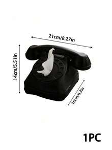 Joivida 1PC Retro Vintage Rotary Telephone Shaped Tissue Box / Smooth Matte Solid Plastic Classic Old Landline Phone Mold Decorative Napkin Holder, Central Round Pull Out Opening Easy Tissue Access Desktop Paper Storage Organizer - Multicolor - View 12