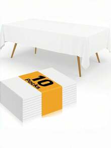 10pcs Disposable Party Tablecloth, Waterproof PE Plastic Cloth, Birthday Dessert Tablecloth, Solid Color, Suitable For Outdoor Wedding, Halloween Party, Christmas Party, Birthday Party, Camping, Christmas And Other Occasions - Multicolor - View 2