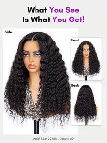 ALL READY WIG 深波浪无胶假发 13x4 预剪发 女士前蕾丝假发 180% 密度深卷发人发假发 预拔深波浪前假发 带婴儿头发 - S1B - 查看 4