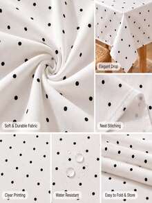 Joivida One White Polka Dot Tablecloth, Made Of Peach Velvet Material, Easy To Clean, Suitable For Kitchen And Dining Room Decoration, Suitable For Parties, Picnics, Home Decorations, Bright Style, Durable Fabric, Movable Fabric, Party Tableware - White polka dot - View 9