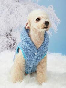 PETSIN 1pc Comfortable Skin Friendly Soft Thick Wool Warm Lamb Fleece Blue Pet Coat - Multicolor - View 10