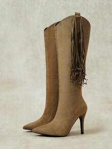 Styleloop Suede Tassel Boots Women - Dark apricot - View 2
