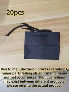20Pcs Black Paper Gift Bags - Shopping Tote Bags For Men, Wedding Favor Handbags, Small Birthday Party Gift Packaging, Stylish & Practical - Black - View 8