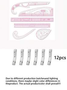 Multi‑Purpose Garment Sewing Measuring Tools, Fashion Design Pattern Drafting Ruler, Suit Tailoring Curve Ruler, Button Position Gauge, Flexible Soft Measuring Tape, Professional Clothing Cutting And Calibration Tools For Dressmakers - Transparent - View 6