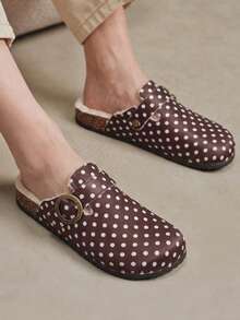 Solecia Women's New Slip-On Slippers With Plush Warm And Comfortable Shoes Inside Fall Shoes - Brown polka dot - View 4