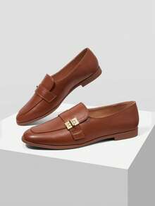 MOTF PREMIUM WOMEN PU LEATHER METAL DETAIL FLATS - dark brown - View 3