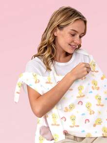 LOONEY TUNES X SHEIN 1 Cartoon Cute Printed Mother Nursing Gown, Go Out Baby Carriage Cover, Soft And Comfortable For Daily Use In All Seasons - Multicolor - View 10