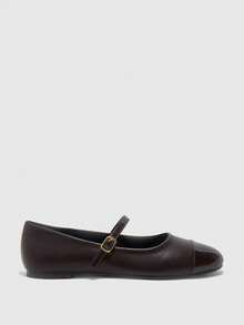 CUCCOO BIZCHIC Comfortable Soft Sole Solid Color Splicing Flats, Retro, Elegant And Fashionable, Suitable For Going Out For Vacation, Leisure And Commute - Brown - View 2