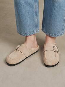 Solecia Retro Mules Shoes Side Buckle Back Empty Slippers Casual Shoes Fall Shoes - Khaki - View 9