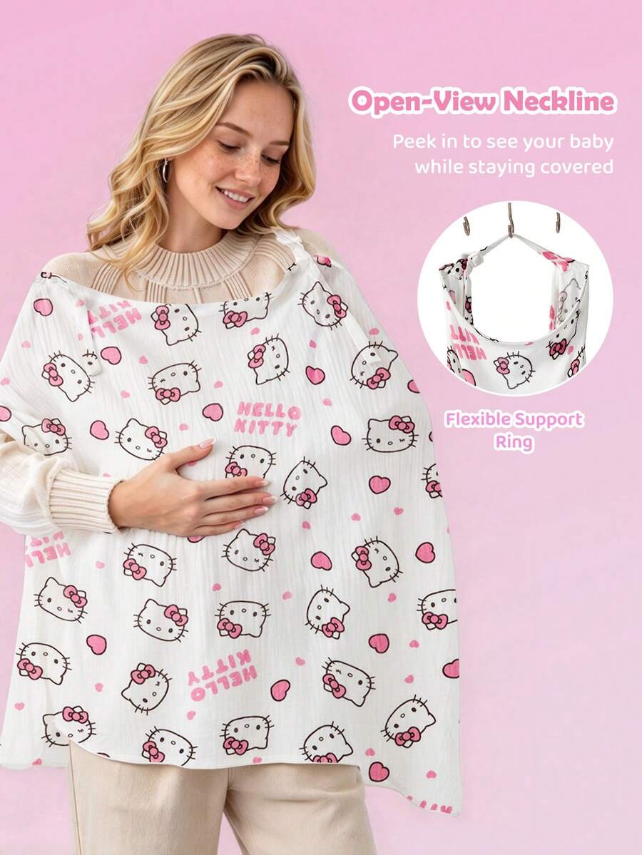 HELLO KITTY AND FRIENDS | SHEIN 1 Cartoon Cute Printed Mother Nursing Gown, Go Out Baby Carriage Cover, Soft And Comfortable For Daily Use In All Seasons - Multicolor - View 1