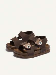 Cozy Pixies 1 Pair Cute Bear Decor Soft Bottom Lightweight Casual Sandals For Baby Boys, Summer - Chocolate Brown - View 4