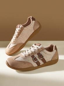 CUCCOO EASI Sepatu Flat Wanita Bertali Nyaman Kasual - Khaki - View 3