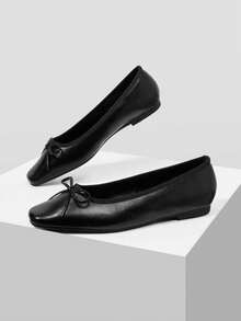 MOTF PREMIUM WOMEN'S BOW SQUARE TOE SIMPLE AND VERSATILE FLAT SHOES - Advanced Black - View 3
