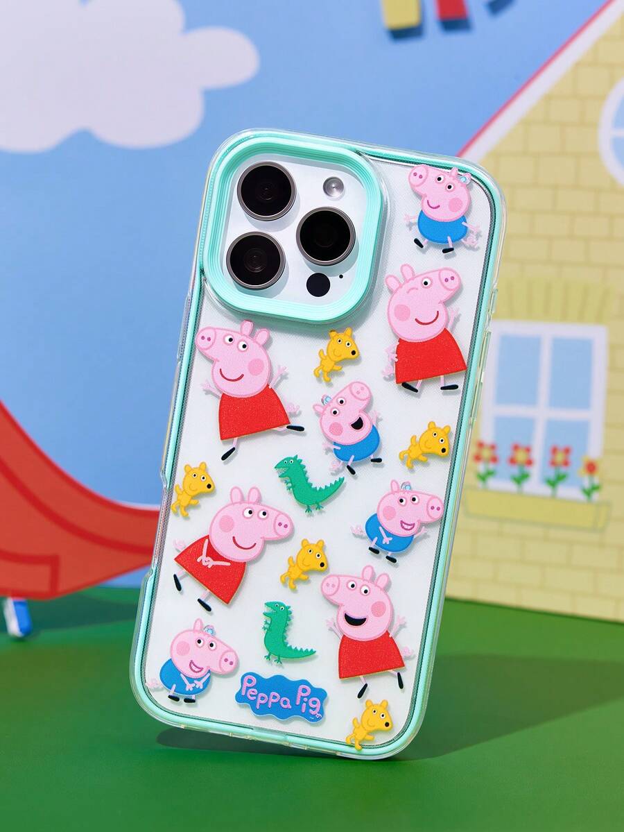 Peppa Pig X SHEIN 卡通圖案三合一手機殼,防摔保護 11-17 系列手機殼 - 彩色 - 查看 1