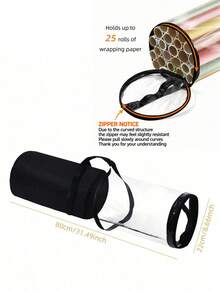1pc Transparent Gift Packaging Storage Bag, PVC Packaging Paper Storage Bag With Handle, Easy To Carry Tube Container, Transparent Christmas & New Year Gift Packaging Organizer - Half Black - View 13