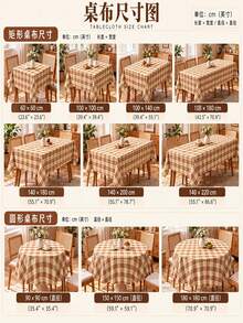 Joivida A Warm Yellow And Red-Brown Checked Tablecloth, Made Of Velvet, Is Easy To Clean And Suitable For Kitchens, Dining Rooms, Holiday Parties, Picnics And Daily Decorations. The Fabric Is Sturdy And Durable, And Can Be Used As Party Tableware. - Warm yellow background red brown grid - View 6
