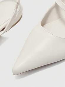 CUCCOO BIZCHIC French Pointed Slingback Flat Women's Shoes One-Button Low-Heeled Shoes - Off-white - View 7