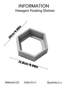 3Pcs Hexagon Floating Shelves, Nordic Wall Mount Storage Rack, Creative Geometric Decor Shelf For Living Room & Entryway - multicolor - View 8
