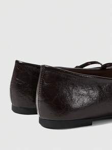 Sleekvia The New Women's Popular Fashion Is Simple And Elegant, Solid Color Slip-On Square Toe Flat Bottom Dark Brown Mary Jane Shoes - dark brown - View 3
