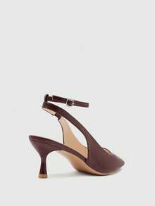 CUCCOO BIZCHIC Women's Pointed Toe Buckle Design Fashion High Heels For Daily Commute - Caramel Brown - View 6