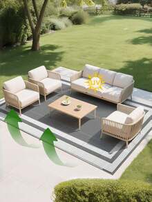 Double‑Sided Waterproof Plastic Grass Mat, Durable Non‑Slip Outdoor Rug, All‑Weather Plastic Floor Mat For Garden, Patio, Camping, Poolside, Backyard, Balcony And Picnic, Outdoor Entrance Decor Mat In Black & Beige - A - View 2