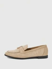 Sleekvia Retro Suede Loafers Platform Sole Slip-On Simple Commuter Flats - Apricot - View 2