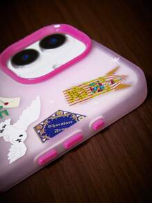 HARRY POTTER X SHEIN Cartoon Pattern Pink Candy Color Mobile Phone Case, Anti-Drop Protection IPhone11-17 Series Mobile Phone Case - Multicolor - View 3