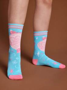 HARRY POTTER X SHEIN 女款中筒襪 2入組 - 混色 - 查看 5