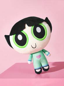 THE POWERPUFF GIRLS X SHEIN 1件卡通毛絨玩偶，由柔軟材質製成，配有精緻刺繡，可放置在沙發或車內裝飾，適合作為禮物 - 黑色 - 查看 2
