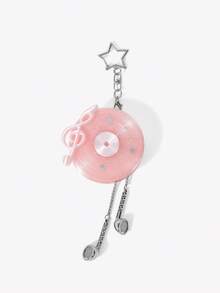 Viva Strut Fashionable Street Sweet And Cool Spice Girl Y2K Pink Record Note Metal Headphone Storage Pendant - Pink - View 1