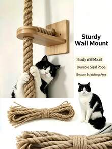 1PC Solid Wood Sisal Wall Mounted Cat Climbing Rope Durable Thickened Cat Tree Scratching Post Cup Shaped Hammock Home Pet Supplies For Cat Climbing Frame Cat Toy Cat House Cat Scratching Board - Multicolor - View 8