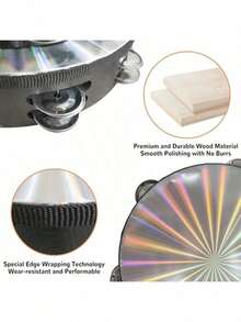 AYUZEST Tamborin Drum Tangan Baris Ganda 6/8/10 Inci dengan Gemerincing Radiance untuk Dewasa - A - View 8