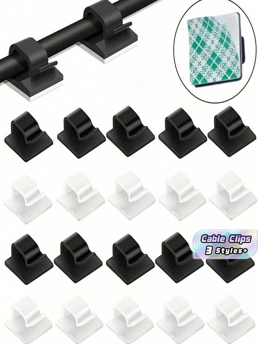 50/30/10pcs Car Wire Clip Self-Adhesive Cable Holder Car GPS Data Cable Light Cord Wire Fixing Organizer Home Wire Network Fixer Clips - multicolor - View 1