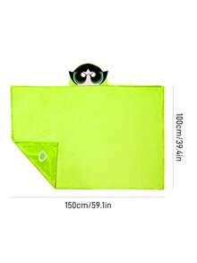 THE POWERPUFF GIRLS X SHEIN Little Policewoman Embroidered Fleece Hooded Wearable Blanket, Home Cosplay, Spring/Winter - Green - View 3