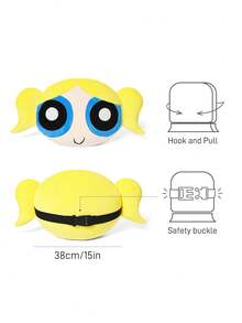 THE POWERPUFF GIRLS X SHEIN قطعة واحدة - وسادة رقبة مقعد السيارة على شكل فقاعات، شريط مطاطي مناسب لمعظم موديلات السيارات، وسادة ديكورية بشكل كرتوني لطيف، يمكن استخدامها في السيارات - الأزرق - مشاهدة 3