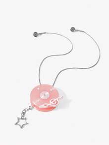 Viva Strut Fashionable Street Sweet And Cool Spice Girl Y2K Pink Record Note Metal Headphone Storage Pendant - Pink - View 3