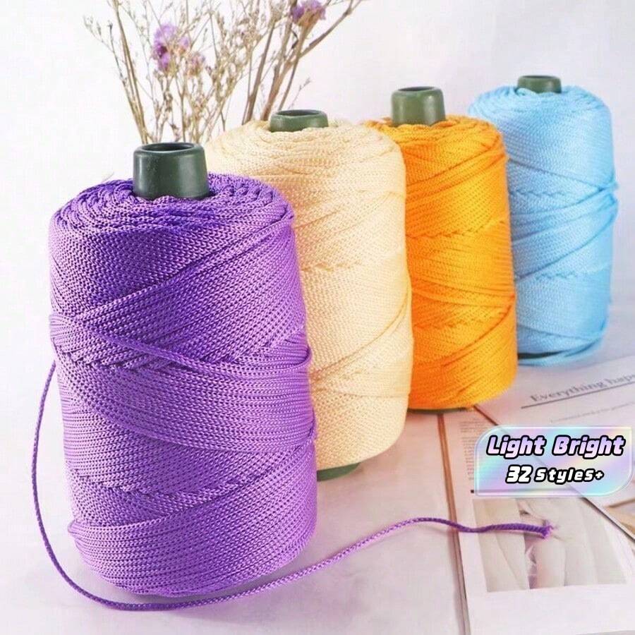 1Roll 230g /200m Colorful Twisted Braided Rope, Hollow Cord For DIY Craft, Handmade Bag, Drawstring Belt Accessories, Decorative Polypropylene Fiber String,Crochet Thread, Hand-Crocheted Bag Thread,Cushion ,Hat ,Modern Solid Color Polyamide DIY Yarn