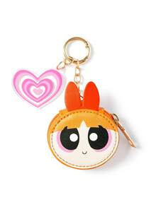 THE POWERPUFF GIRLS X SHEIN Contrasting Color Mini Keychain Change Bag, With Acrylic Pendant, Zipper Small Storage Bag, Can Store Coins, Suitable For Young People, Hang It In The - Orange - View 5