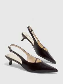 CUCCOO BIZCHIC Women's Shoes Pointed Brown Basic Simple Commuter Daily Wear Kitten Heels - Brown - View 2
