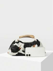 MOTF PREMIUM TAS TANGAN WANITA MODIS, BAHAN LEMBUT BERMOTIF SAPI RETRO, PEGANGAN PERANGKAT KERAS YANG MEWAH, UNTUK KEGUNAAN SEHARI-HARI, PERJALANAN, BELANJA, PERJALANAN, FESTIVAL - Pola susu - View 4