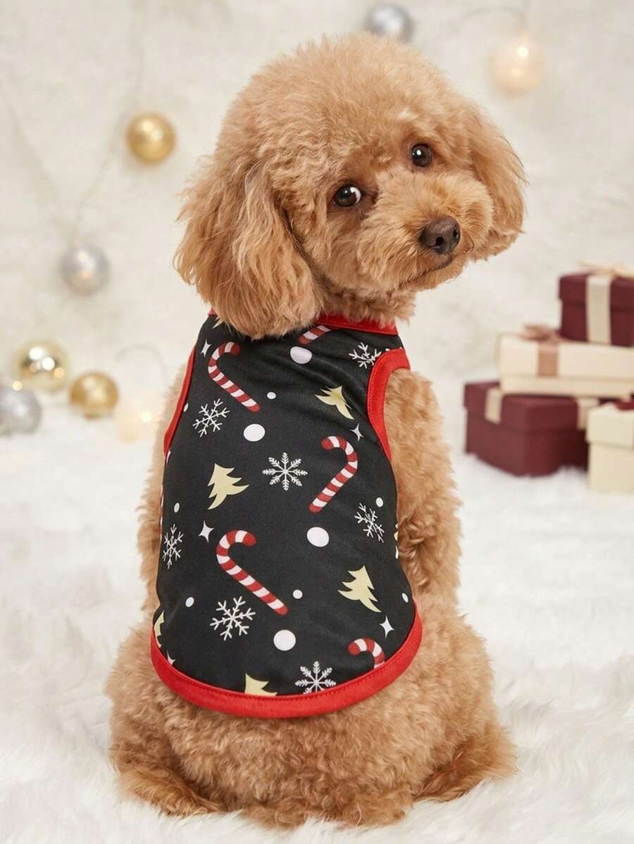 PETSIN 1 pc Rompi Hewan Peliharaan Motif Keping Salju Natal Lucu & Permen untuk Kucing dan Anjing - MultiWarna - View 1