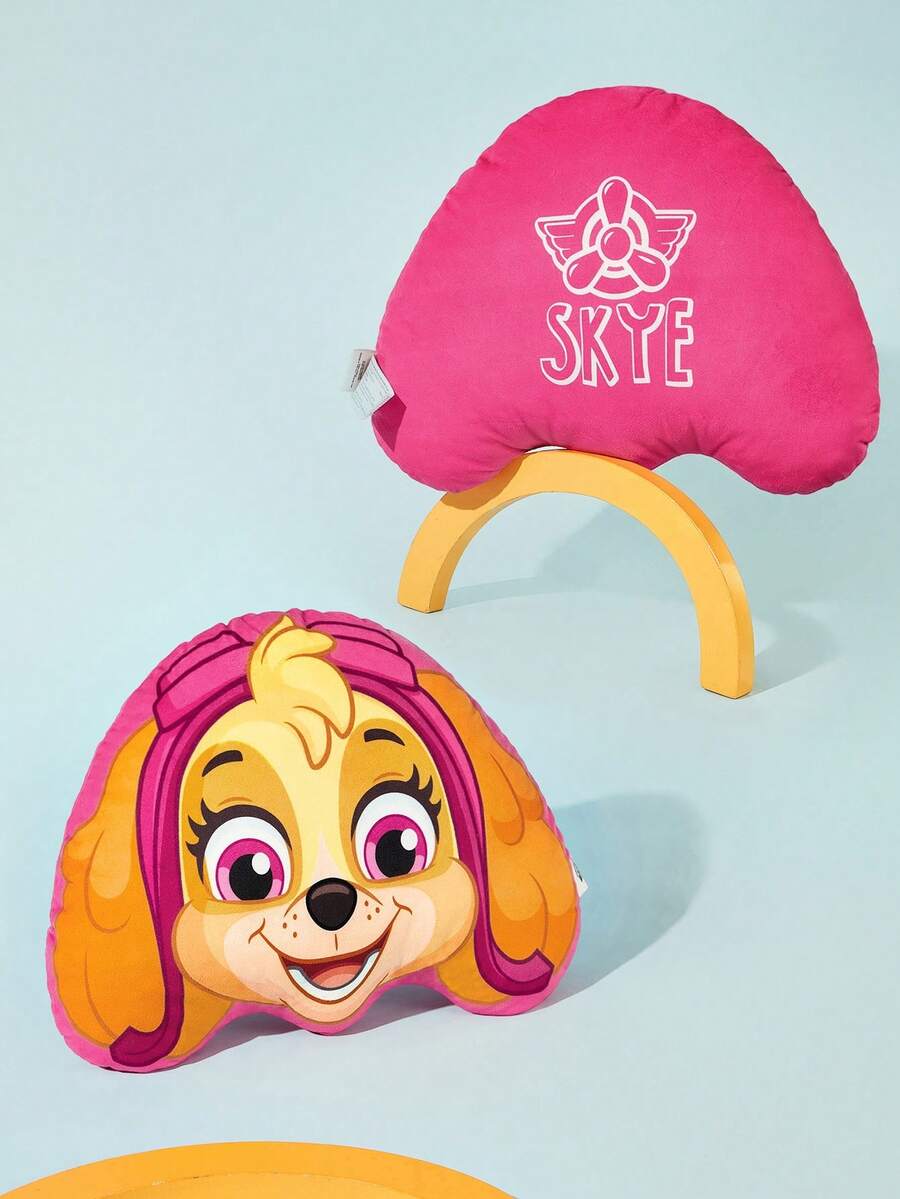 SHEIN | PAW Patrol 1件裝可愛卡通大頭保證經典動畫造型絨毛抱枕,不掉毛,沙發靠墊午睡枕 - 彩色 - 查看 1