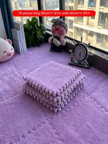 16 Buah Keset Lantai Mewah yang Saling Terhubung, Ubin Karpet Busa Puzzle Warna Solid, Keset Tebal yang Dapat Dipotong untuk Dekorasi Rumah Kamar Tidur - MultiWarna - View 23