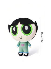 THE POWERPUFF GIRLS X SHEIN 1件卡通毛絨玩偶，由柔軟材質製成，配有精緻刺繡，可放置在沙發或車內裝飾，適合作為禮物 - 黑色 - 查看 3