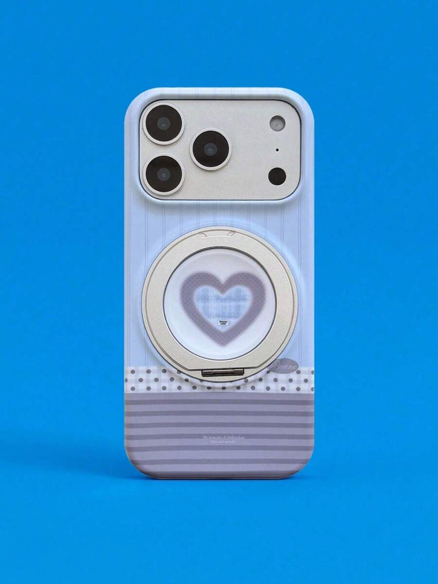 ShellaStory The Magnetic Rotating Stand Is Suitable For The Apple 17 Pm Phone Case, Phone 16 Love Bleeding Patchwork 18 Korean Style, Fashion, Personality, Creativity, Retro Style, Geometry, Simple Style, Clash Color Style, Niche, Light Luxury Style, Ins Style. - Blue - View 1
