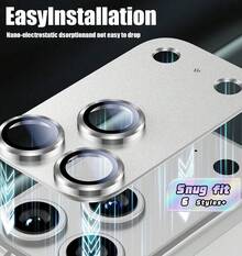 Compatible With Apple Model Cameras With Silver Decorative Protective Stickers, High-Definition Picture Quality, Anti Drop And Anti Scratch, Compatible With Apple 11/12/13/14/15/16 Plus/16 Pro/16 Max/17/17 Air/17 Pro/17 Pro Ma Full Series - Silver - View 1