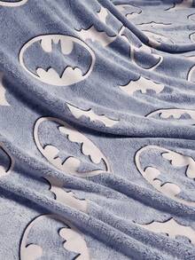 BATMAN X SHEIN 1件蝙蝠螢光法蘭絨毯，柔軟保暖不掉毛，適用於沙發、床鋪、午睡，聖誕禮物首選，多種尺寸可選 - 灰黑色 - 查看 5