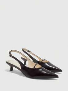 CUCCOO BIZCHIC Women's Shoes Pointed Brown Basic Simple Commuter Daily Wear Kitten Heels - Brown - View 1